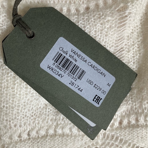 AllSaints Vanessa Cardigan in Chalk White NWT Alpaca Wool Blend Pointelle Lace - Picture 11 of 15